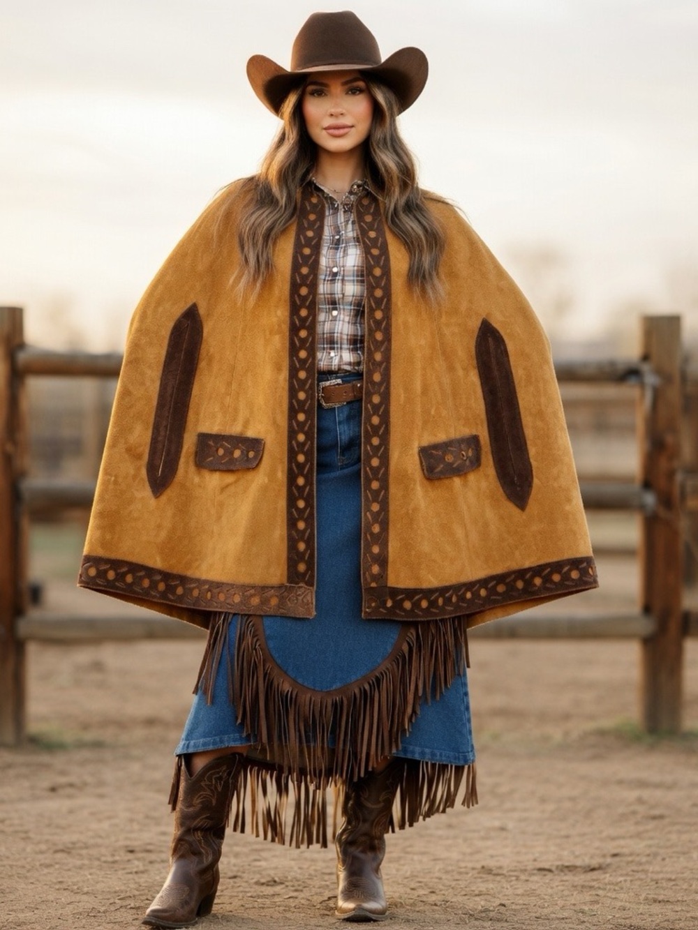 Vintage Leather unisex Poncho - Suede Poncho,
